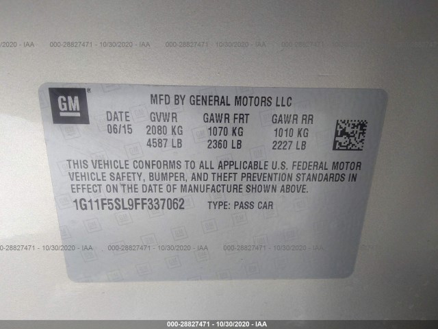 Photo 8 VIN: 1G11F5SL9FF337062 - CHEVROLET MALIBU 