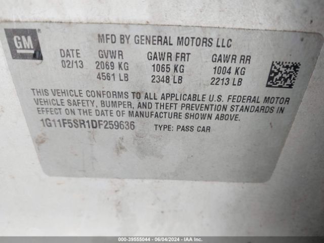 Photo 8 VIN: 1G11F5SR1DF259636 - CHEVROLET MALIBU 