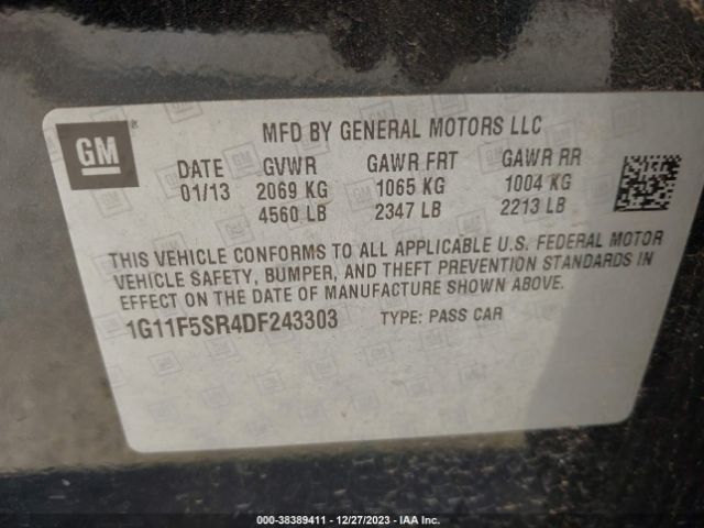 Photo 8 VIN: 1G11F5SR4DF343303 - CHEVROLET MALIBU 