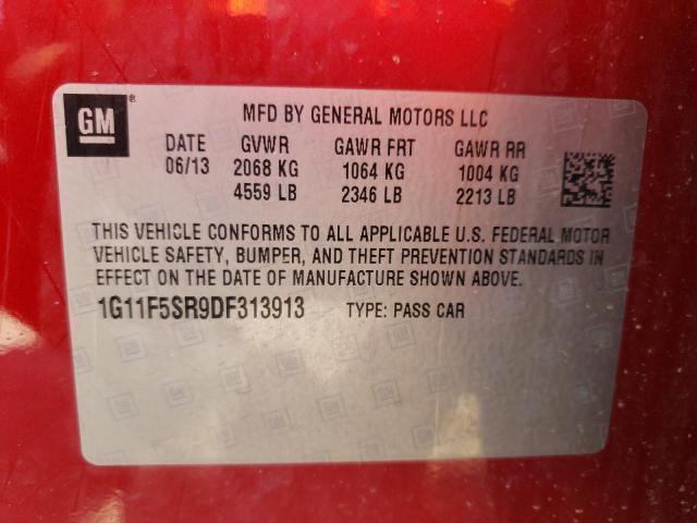 Photo 9 VIN: 1G11F5SR9DF313913 - CHEVROLET MALIBU 2LT 