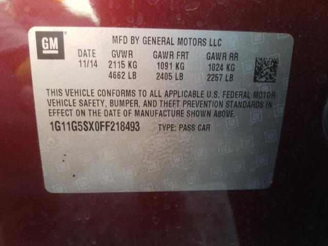 Photo 9 VIN: 1G11G5SX0FF218493 - CHEVROLET MALIBU LTZ 