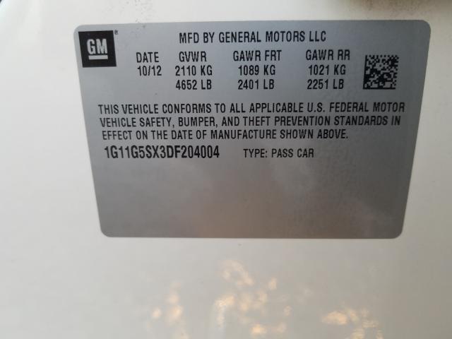 Photo 9 VIN: 1G11G5SX3DF204004 - CHEVROLET MALIBU 3LT 