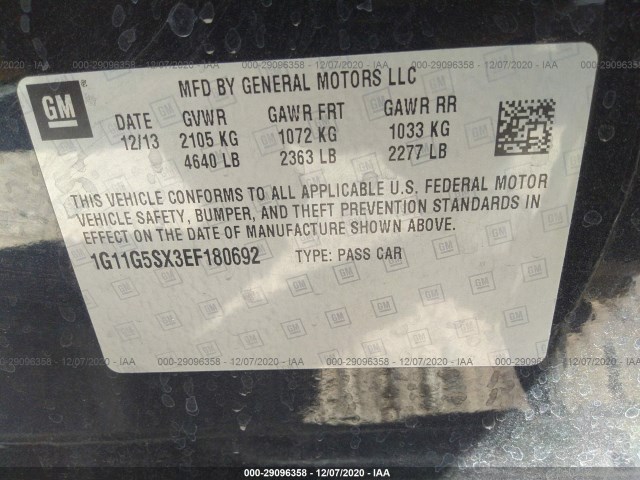 Photo 8 VIN: 1G11G5SX3EF180692 - CHEVROLET MALIBU 