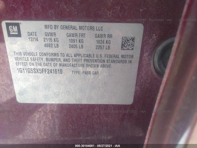 Photo 8 VIN: 1G11G5SX5FF241610 - CHEVROLET MALIBU 