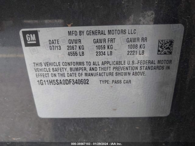 Photo 8 VIN: 1G11H5SA0DF340602 - CHEVROLET MALIBU 