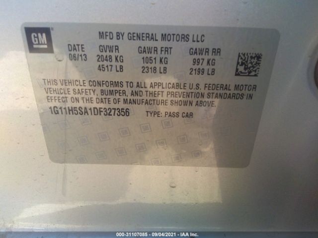 Photo 8 VIN: 1G11H5SA1DF327356 - CHEVROLET MALIBU 