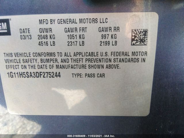 Photo 8 VIN: 1G11H5SA3DF275244 - CHEVROLET MALIBU 