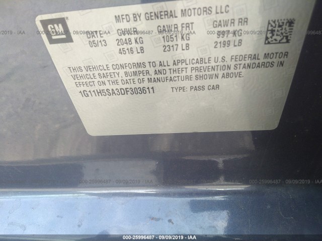 Photo 8 VIN: 1G11H5SA3DF303611 - CHEVROLET MALIBU 