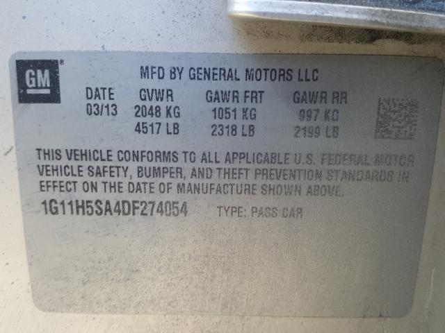 Photo 9 VIN: 1G11H5SA4DF274054 - CHEVROLET MALIBU LTZ 