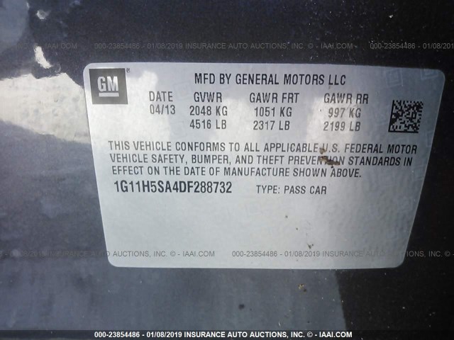 Photo 8 VIN: 1G11H5SA4DF288732 - CHEVROLET MALIBU 