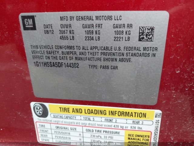 Photo 8 VIN: 1G11H5SA5DF144302 - CHEVROLET MALIBU 