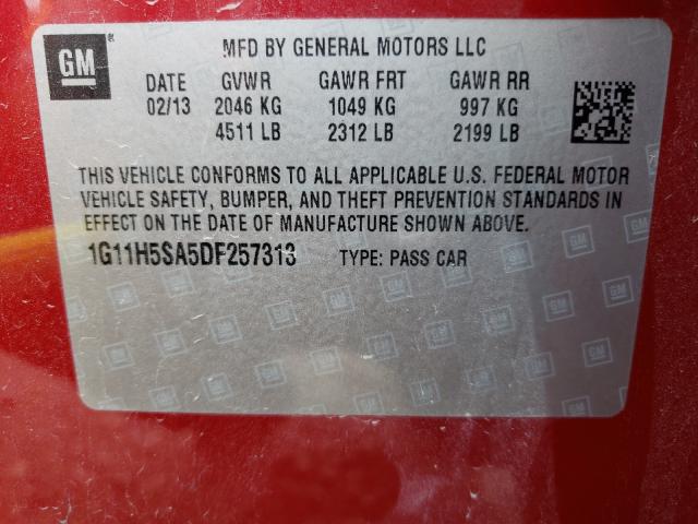 Photo 9 VIN: 1G11H5SA5DF257313 - CHEVROLET MALIBU LTZ 