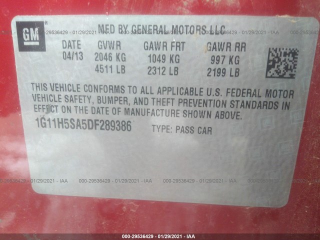 Photo 8 VIN: 1G11H5SA5DF289386 - CHEVROLET MALIBU 