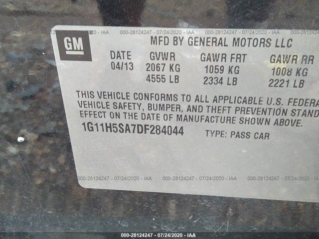 Photo 8 VIN: 1G11H5SA7DF284044 - CHEVROLET MALIBU 