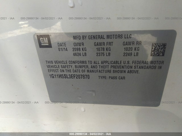 Photo 8 VIN: 1G11H5SL3EF207870 - CHEVROLET MALIBU 