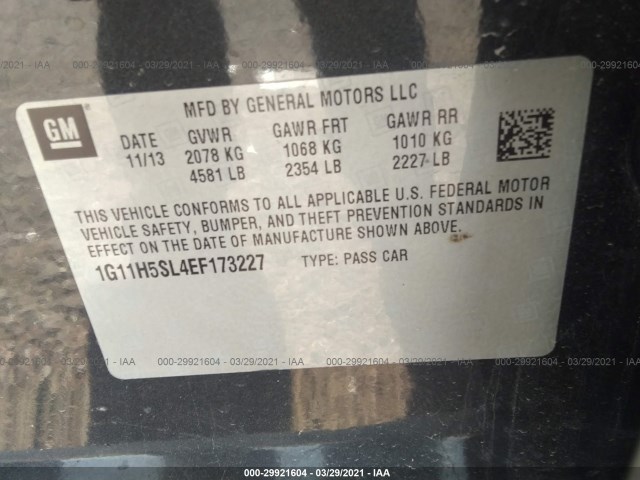 Photo 8 VIN: 1G11H5SL4EF173227 - CHEVROLET MALIBU 