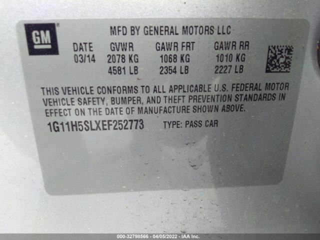 Photo 8 VIN: 1G11H5SLXEF252773 - CHEVROLET MALIBU 