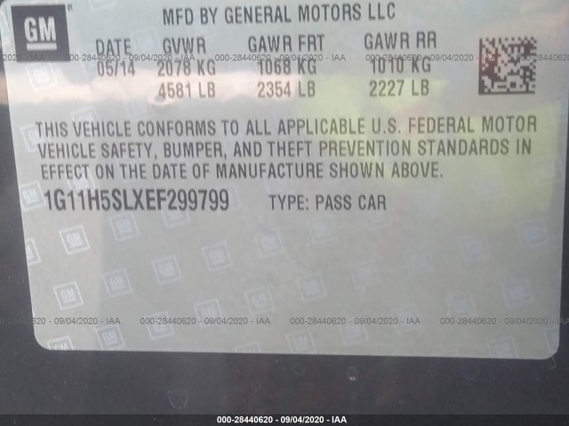 Photo 8 VIN: 1G11H5SLXEF299799 - CHEVROLET MALIBU 