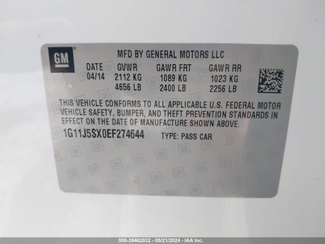 Photo 8 VIN: 1G11J5SX0EF274644 - CHEVROLET MALIBU 