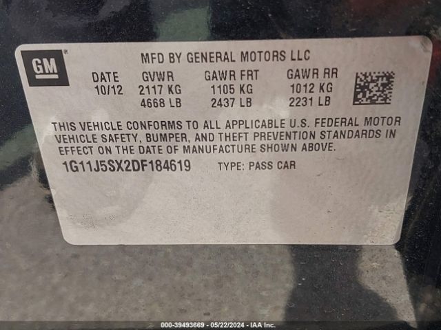 Photo 8 VIN: 1G11J5SX2DF184619 - CHEVROLET MALIBU 