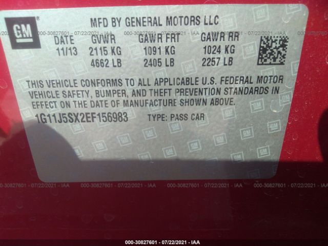 Photo 8 VIN: 1G11J5SX2EF156983 - CHEVROLET MALIBU 