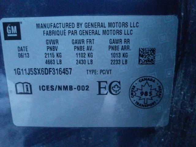 Photo 9 VIN: 1G11J5SX6DF316457 - CHEVROLET MALIBU 