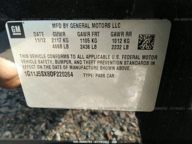 Photo 8 VIN: 1G11J5SX8DF220264 - CHEVROLET MALIBU 