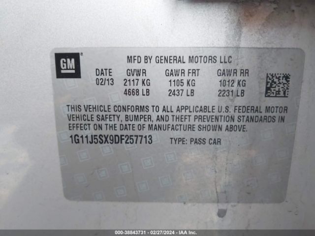 Photo 8 VIN: 1G11J5SX9DF257713 - CHEVROLET MALIBU 