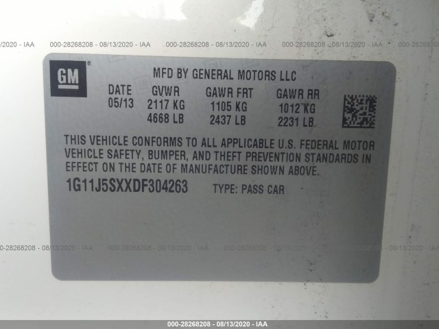 Photo 8 VIN: 1G11J5SXXDF304263 - CHEVROLET MALIBU 