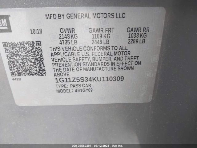 Photo 8 VIN: 1G11Z5S34KU110309 - CHEVROLET IMPALA 