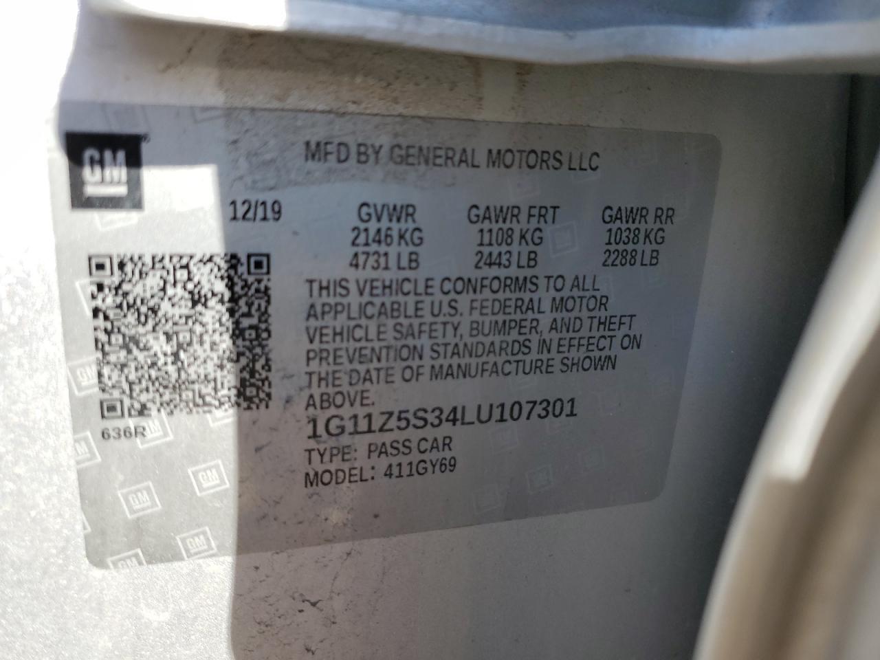 Photo 12 VIN: 1G11Z5S34LU107301 - CHEVROLET IMPALA 