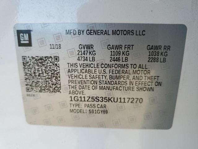 Photo 11 VIN: 1G11Z5S35KU117270 - CHEVROLET IMPALA LT 