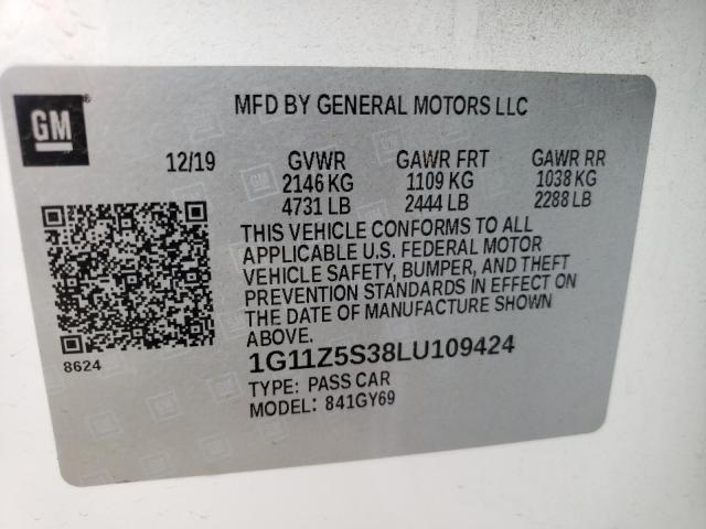 Photo 9 VIN: 1G11Z5S38LU109424 - CHEVROLET IMPALA LT 