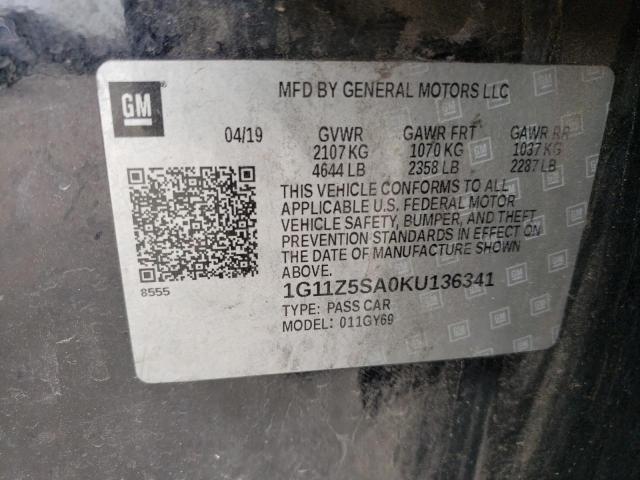 Photo 12 VIN: 1G11Z5SA0KU136341 - CHEVROLET IMPALA LT 