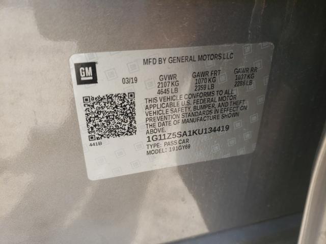 Photo 9 VIN: 1G11Z5SA1KU134419 - CHEVROLET IMPALA LT 