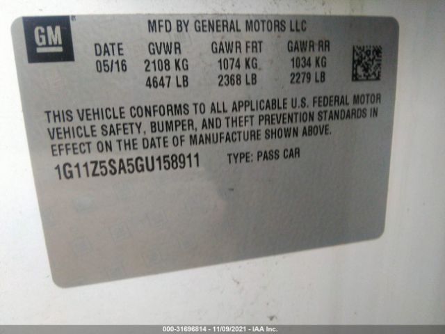 Photo 8 VIN: 1G11Z5SA5GU158911 - CHEVROLET IMPALA 