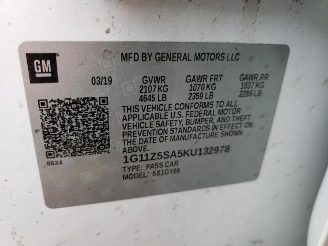 Photo 11 VIN: 1G11Z5SA5KU132978 - CHEVROLET IMPALA LT 