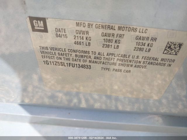 Photo 8 VIN: 1G11Z5SL1FU134833 - CHEVROLET IMPALA 