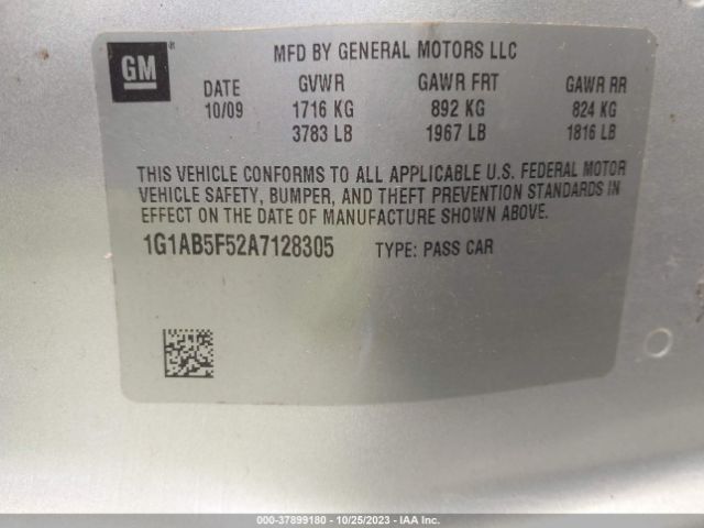 Photo 8 VIN: 1G1AB5F52A7128305 - CHEVROLET COBALT 