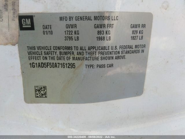 Photo 8 VIN: 1G1AD5F50A7161295 - CHEVROLET COBALT 