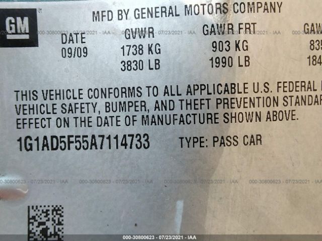 Photo 8 VIN: 1G1AD5F55A7114733 - CHEVROLET COBALT 