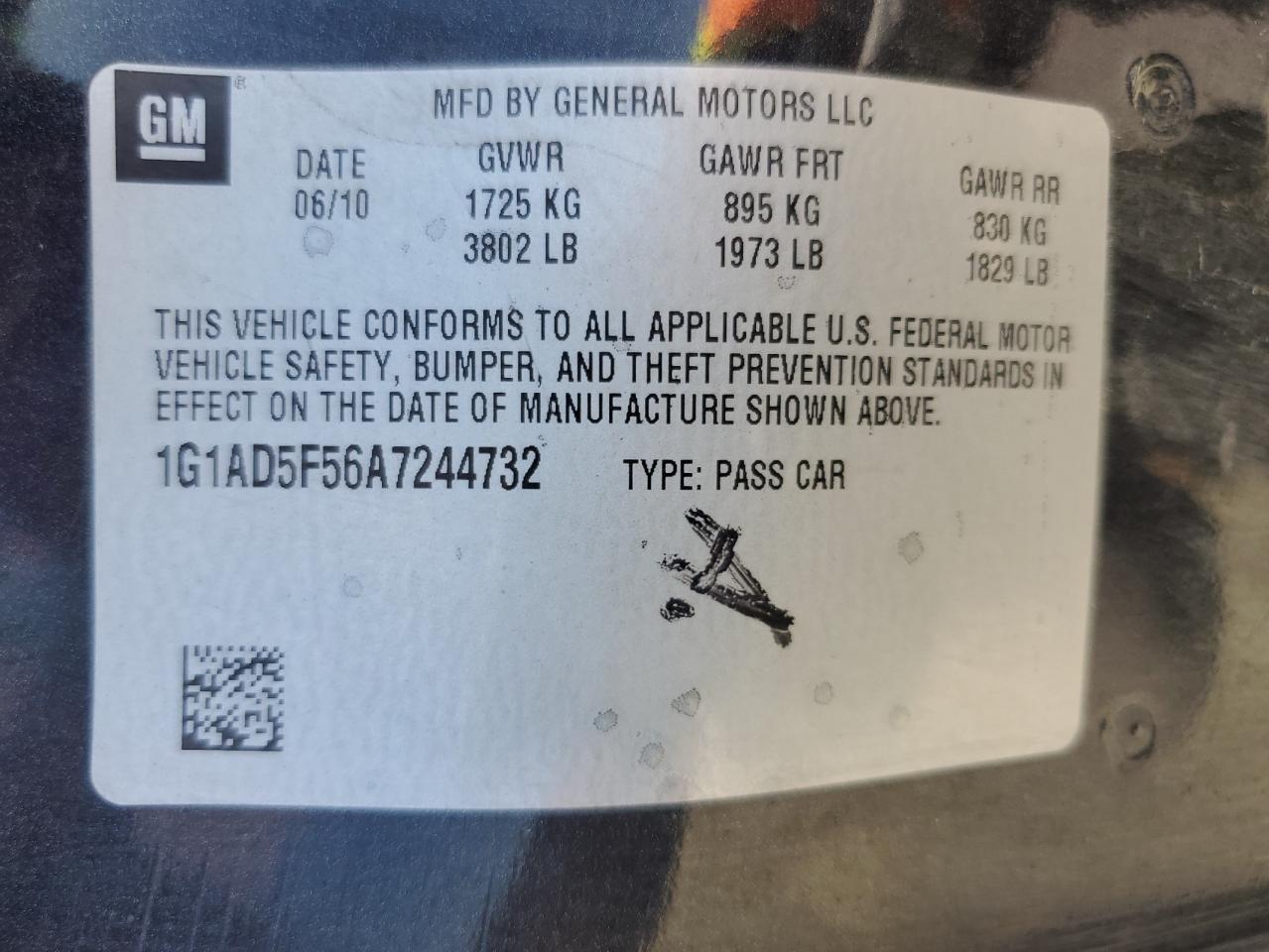 Photo 11 VIN: 1G1AD5F56A7244732 - CHEVROLET COBALT 