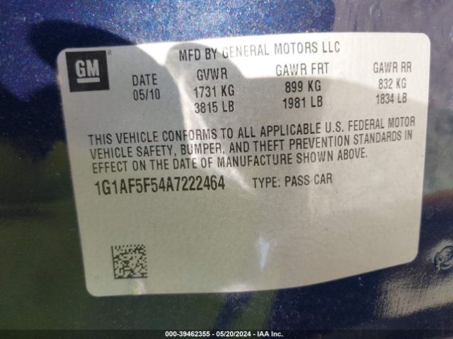 Photo 8 VIN: 1G1AF5F54A7222464 - CHEVROLET COBALT 