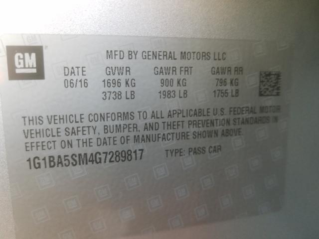 Photo 9 VIN: 1G1BA5SM4G7289817 - CHEVROLET CRUZE L 