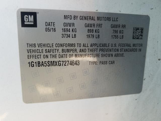 Photo 9 VIN: 1G1BA5SMXG7274643 - CHEVROLET CRUZE L 