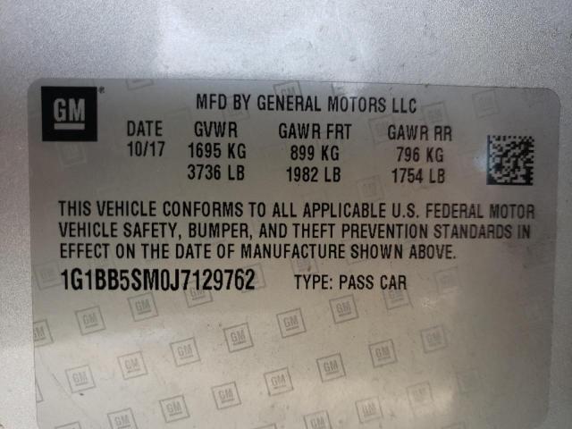 Photo 9 VIN: 1G1BB5SM0J7129762 - CHEVROLET CRUZE LS 