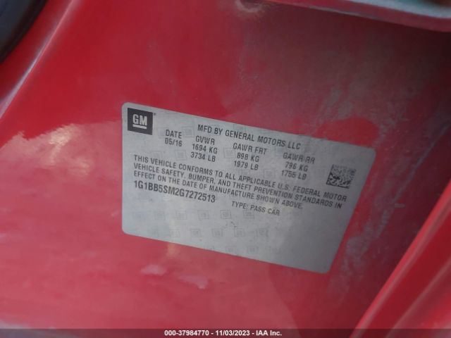 Photo 8 VIN: 1G1BB5SM2G7272513 - CHEVROLET CRUZE 