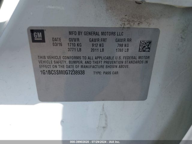 Photo 8 VIN: 1G1BC5SM0G7238938 - CHEVROLET CRUZE 