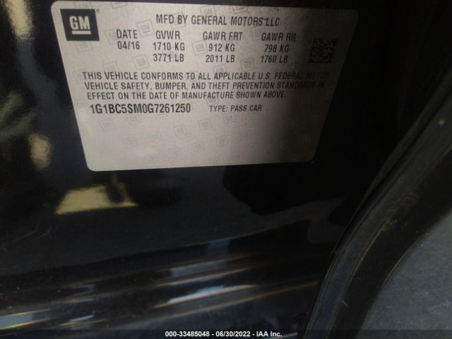 Photo 8 VIN: 1G1BC5SM0G7261250 - CHEVROLET CRUZE 