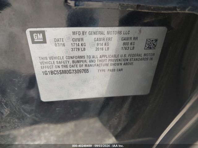 Photo 8 VIN: 1G1BC5SM0G7309765 - CHEVROLET CRUZE 